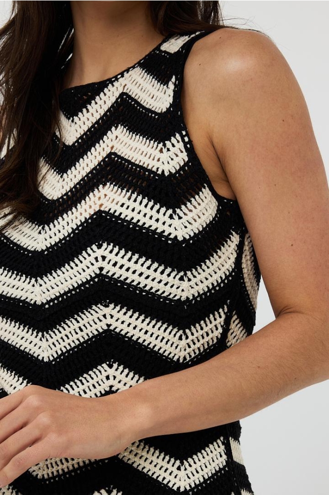 DRESS CROCHET LONG HS25 02230 991 Black/Off White